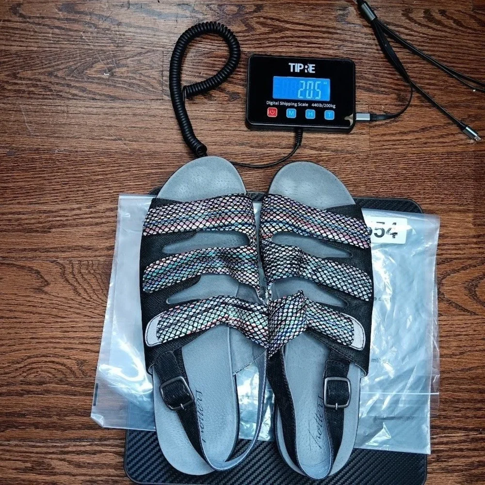 Trotters Sandals Women 11M Black Multi‎ Color Mesh Slingback T17C9-095
